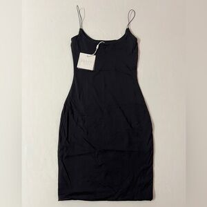 Meshki Veda Scoop Thin Strap Mini Bodycon Black Dress